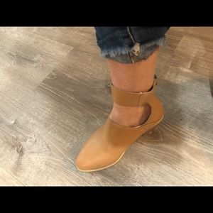 Tan Ankle strap booties
